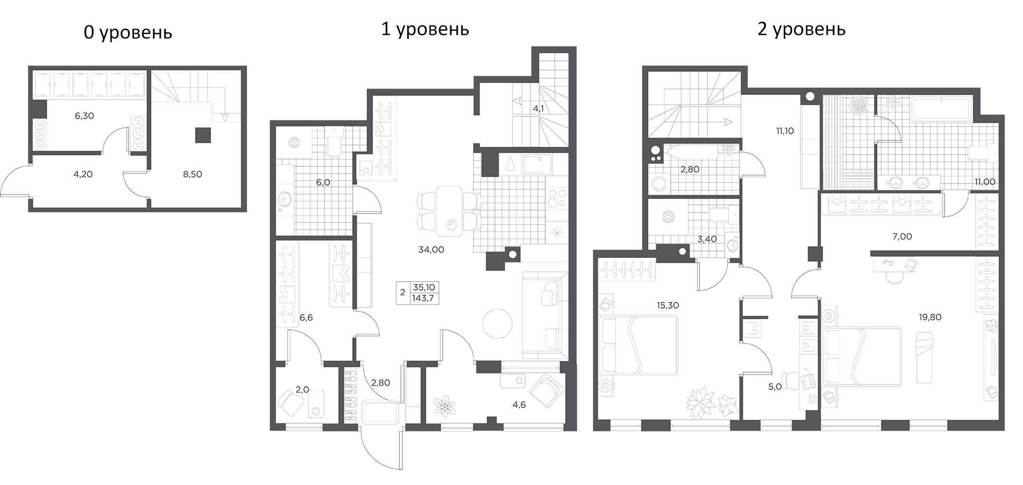 2-комнатная квартира 153.1 м², 1/6 эт., ЖК «Маленькая Франция»
